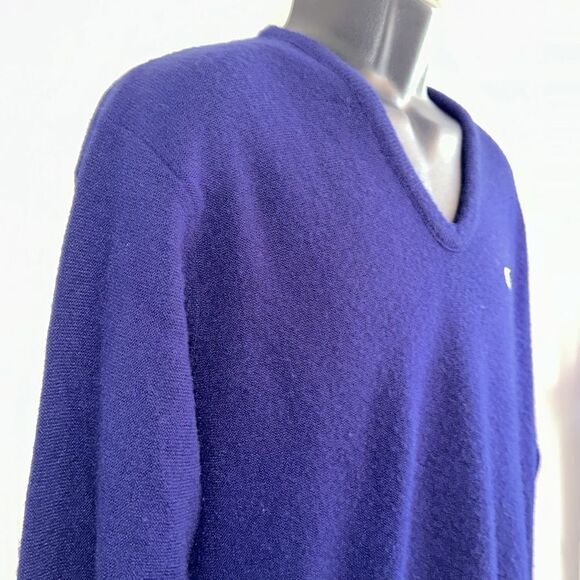 Vintage Izod Lacoste V neck navy blue acrylic sweater - Picture 5 of 8